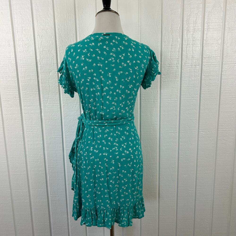 Billabong Floral Wrap Mini Dress Beach Surfer Boho Blue Women S - Picture 7 of 8